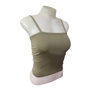เสื้อเกาะอกมีสาย เอวลอย (ผ้าคอตตอน) แฟชั่น สไตส์วินเทจ ใส่ซับในได้