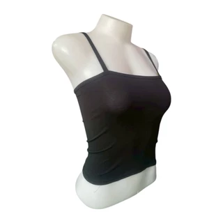 เสื้อเกาะอกมีสาย เอวลอย (ผ้าคอตตอน) แฟชั่น สไตส์วินเทจ ใส่ซับในได้