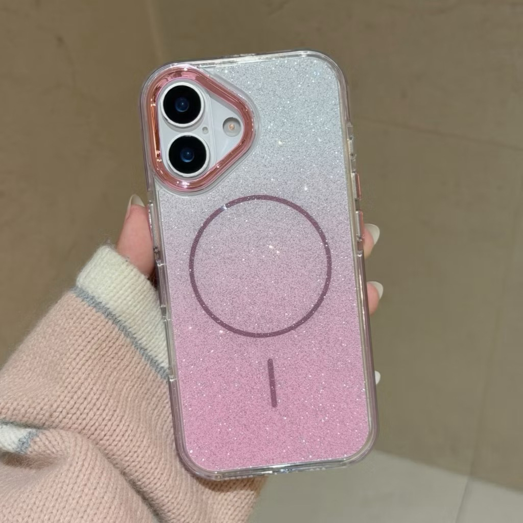 เคสL เคสแม็กเชฟวิ้งค์กากเพชร ขอบเพชร + สติ๊กเกอร์ เคลือบเรซิ่น