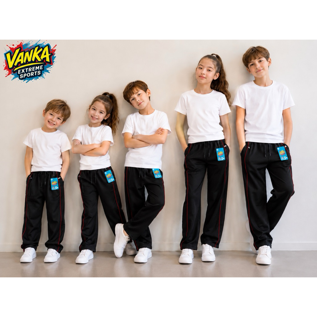#กางเกงวอร์มVANKAเนื้อดีขายาวสีดำขาปล่อยเด็กเล็ก-เด็กโต#(โรงงานขายเอง)กางเกงพละเด็กนักเรียนสีดำขาปล่อย#