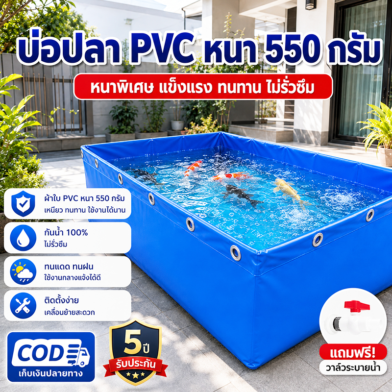 กระชังบกตอกตาไก่ ผ้าPVC สูง100cm หนา 550 ไมครอน บ่อเลี้ยงชั่วคราว ผ้าบ่อเลี้ยงปลา บ่อเลี้ยงปลา ตู้ปลามีหลายขนาดให้เลือก