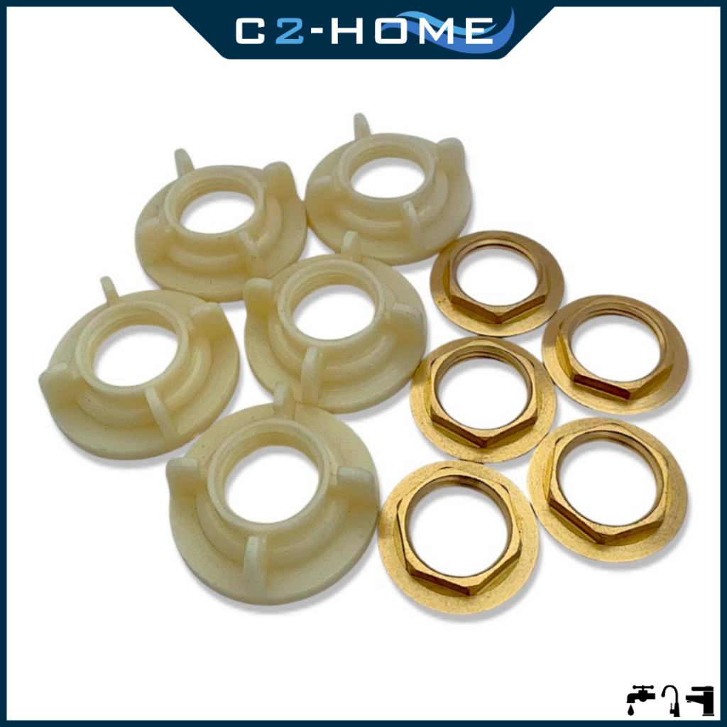 แหวนเกลียวใต้ก๊อกอ่างซิงค์ ทองเหลือง/PVC ขนาด1/2" (4 หุน)