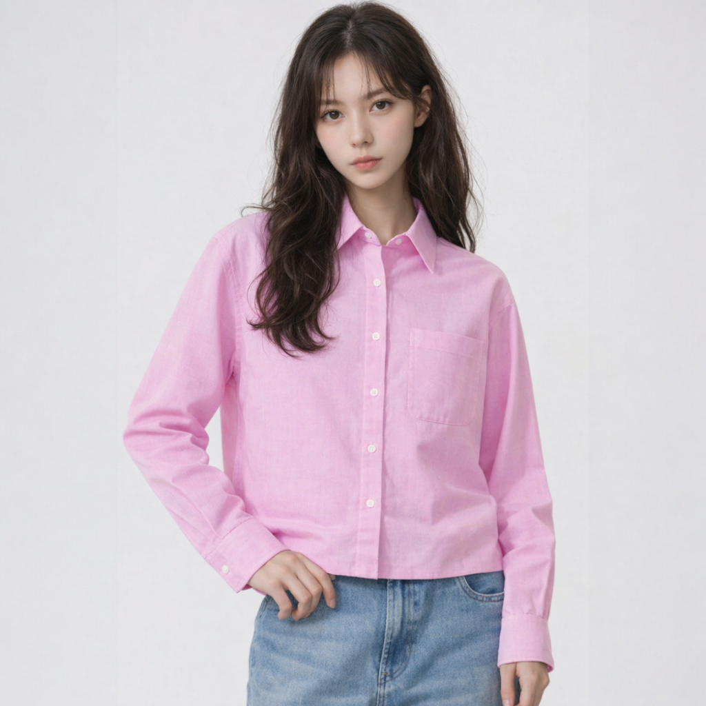 Oxford boxy shirt เสื้อเชิ้ตผู้หญิงแขนยาว สีพื้น เนื้อผ้าOxford
