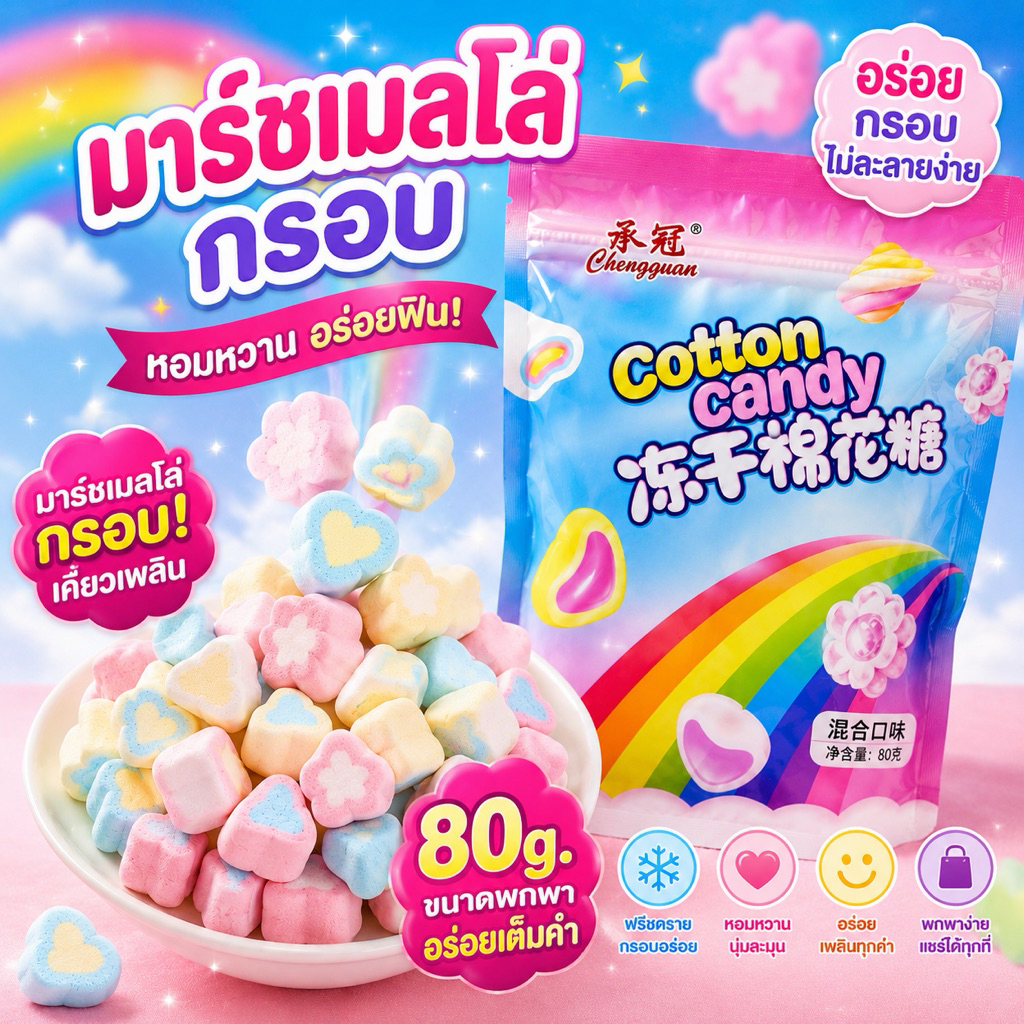 มาร์ชเมลโล่กรอบ Marshmallow 80กรัม