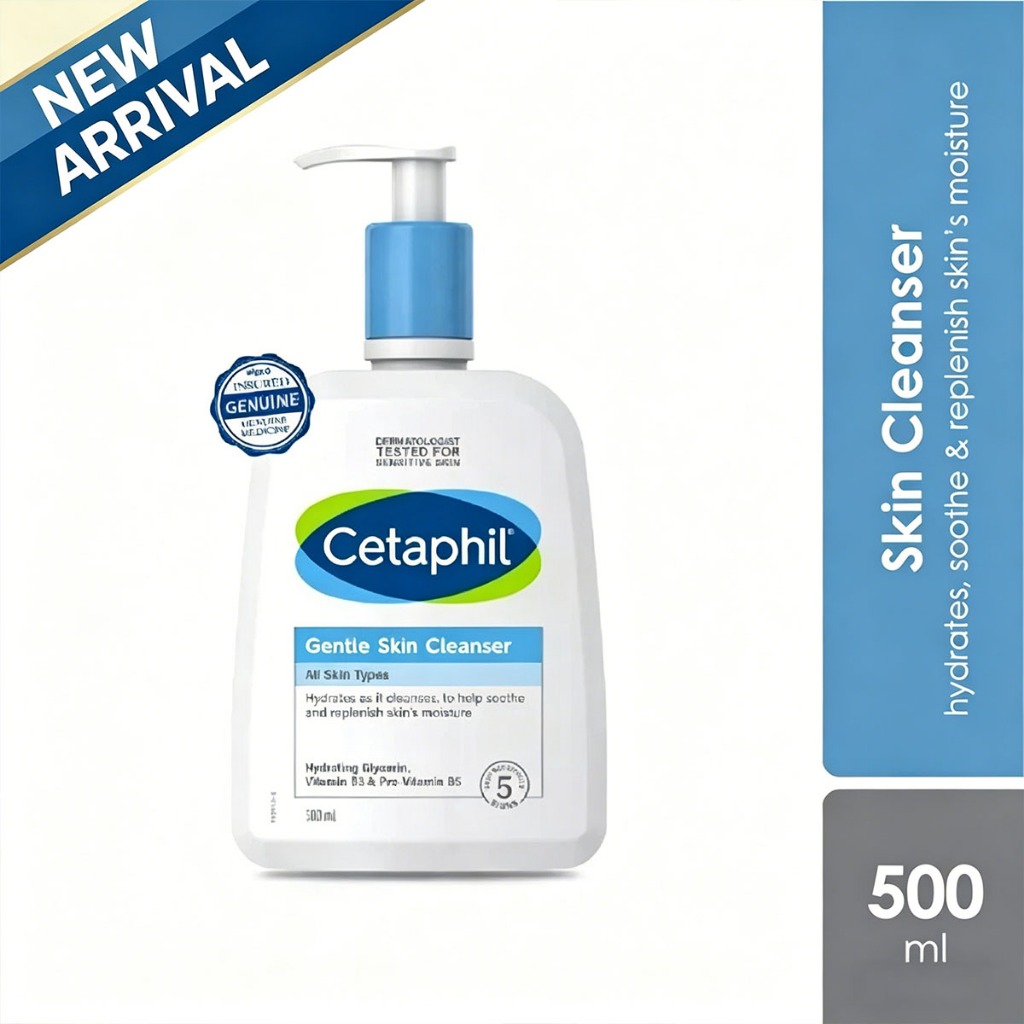 Cetaphil Gentle Skin Cleanser 500ml เจลล้างอเนกประสงค์ ใช้ได้ทั้งหน้าและผิวกาย เหมาะผิวแพ้ง่ายทุกเพศทุกวัย