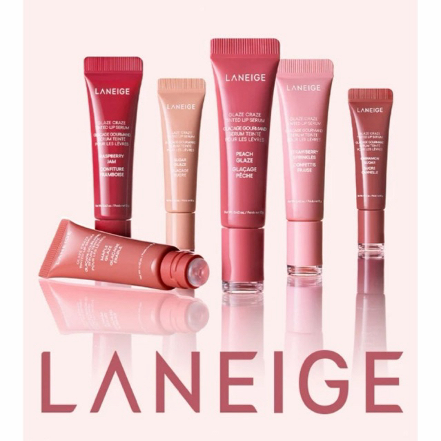 (ในไลฟ์ลด100฿)*ของแท้*พร้อมส่ง*ส่งไว*Laneige Glaze Craze Tinted Lip Serum 12g. ลาเนจลิปเซรั่มโดนัท