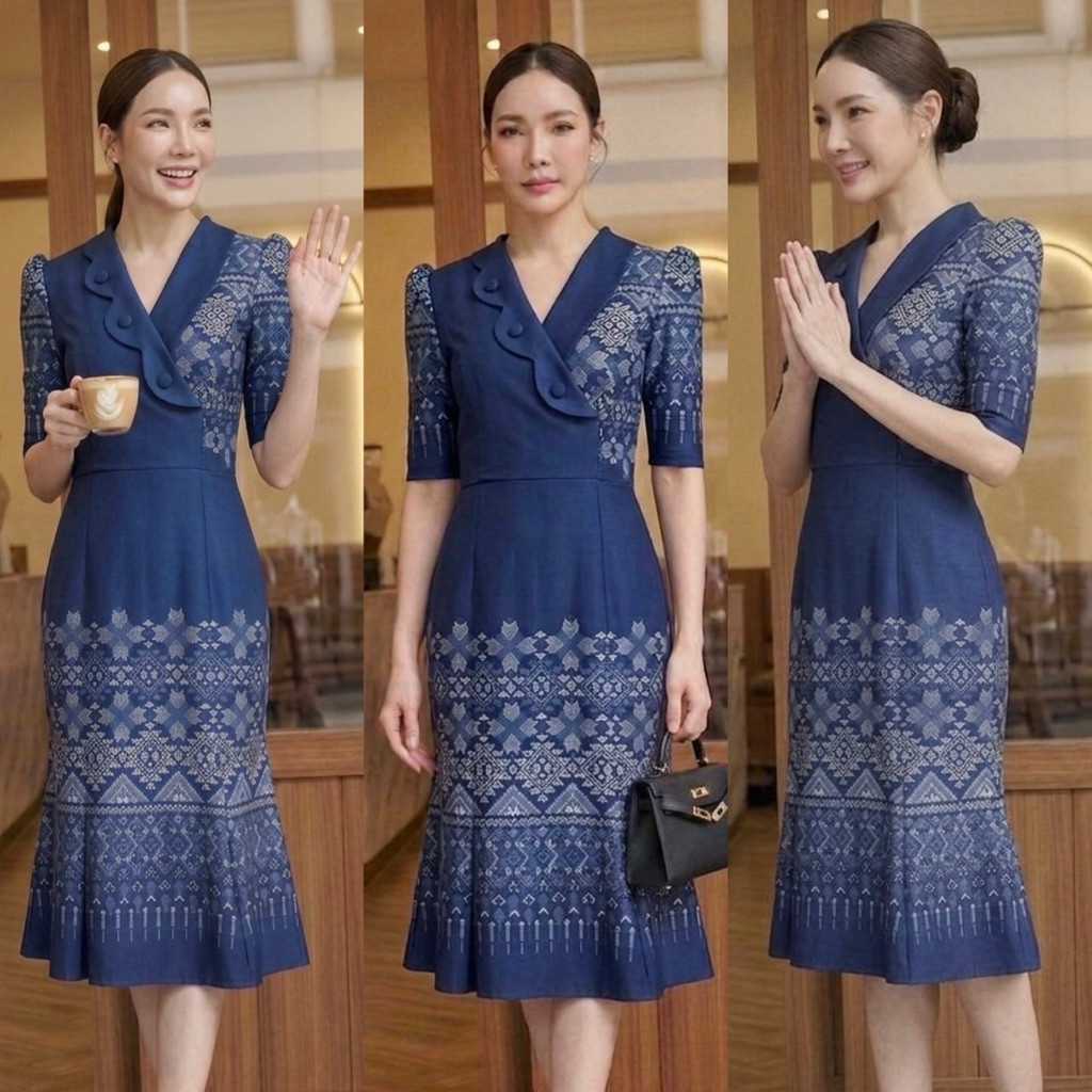 เดรสลายไทย สวยๆ ทันสมัย