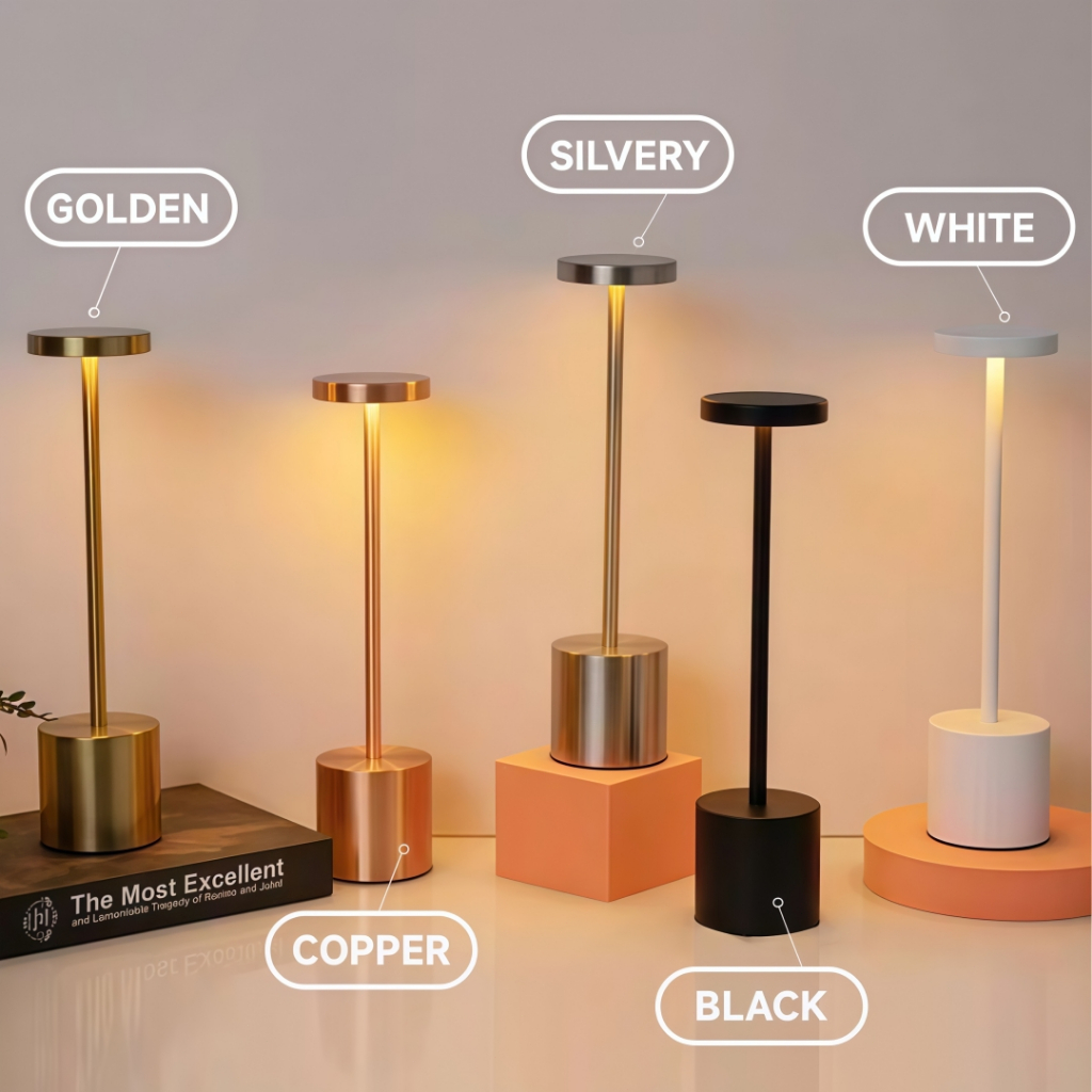 【ตาอ่อน】ทรงแบนสูง-โคมไฟตั้งโต๊ะ LED โคมอ่านหนังสือ แบบไร้สาย ด้วย USB เหมาะสำหรับ ห้องนั่งเล่น ห้องนอน บาร์