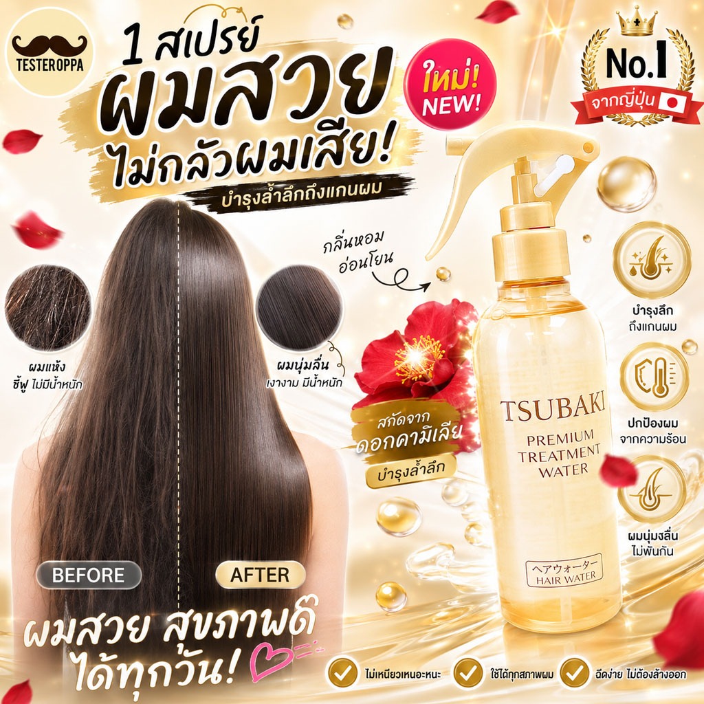 TSUBAKI Premium Treatment Water – สเปรย์บำรุงผมฉ่ำวาว นุ่มลื่นแบบซาลอน
