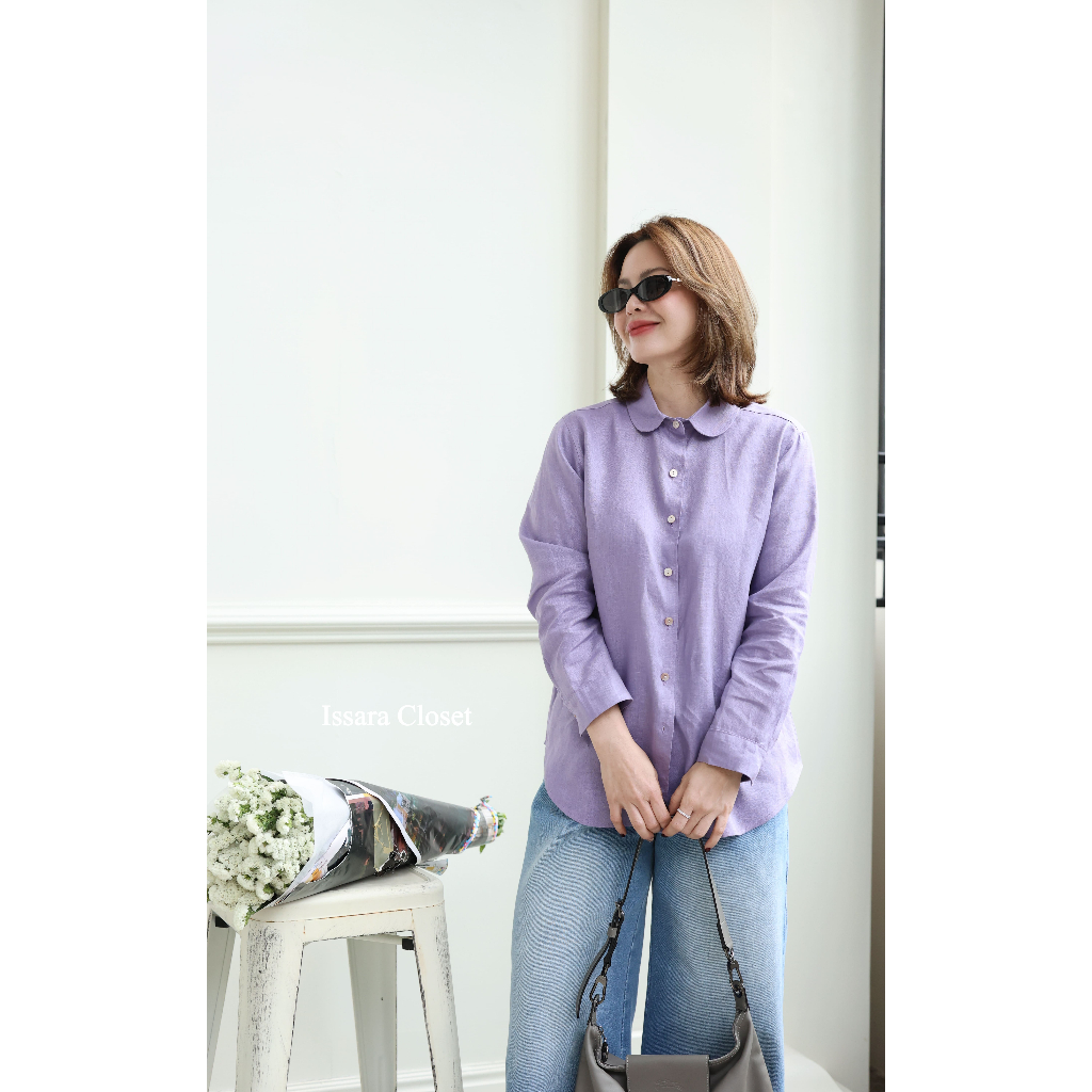 เชิ้ตลินินรุ่น คอบัว #สี Violet