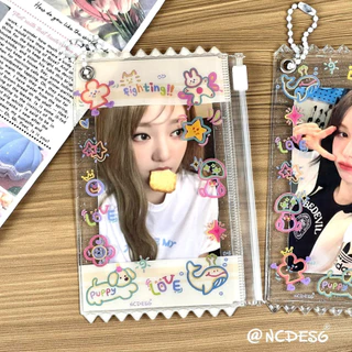 Puppy Friends PVC Card Pouch | ซองใสวิ้งลายน้องหมา ใส่การ์ด บัตร พวงกุญแจ