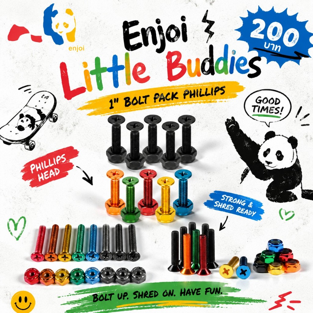 Enjoi Little Buddies 1" Bolt Pack Phillips | ชุดน็อตยึดทรัคสเก็ตบอร์ด [สินค้าพร้อมส่ง]