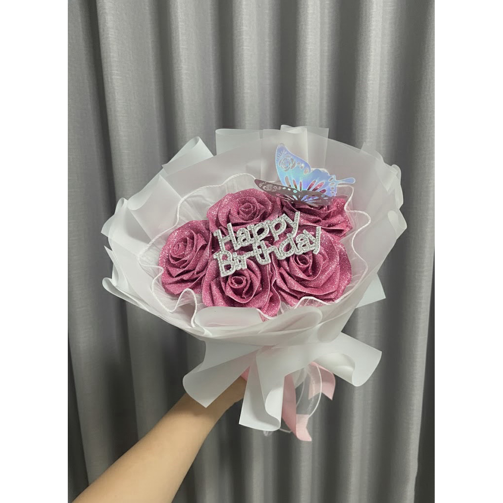 [Pre order]  ดอกกุหลาบกลิตเตอร์ 5 ดอก