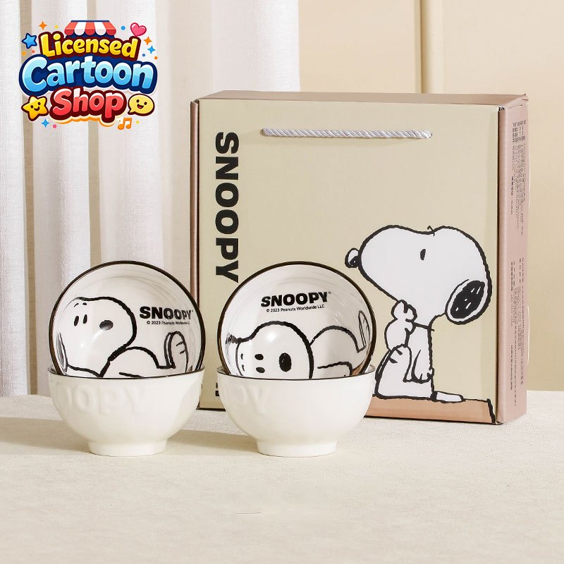 【ของแท้】Snoopy สนูปปี้ ชุดชามเซรามิกพร้อมตะเกียบ ชุดภาชนะเซรามิก กล่องของขวัญสุดสวย ของขวัญ น่ารัก