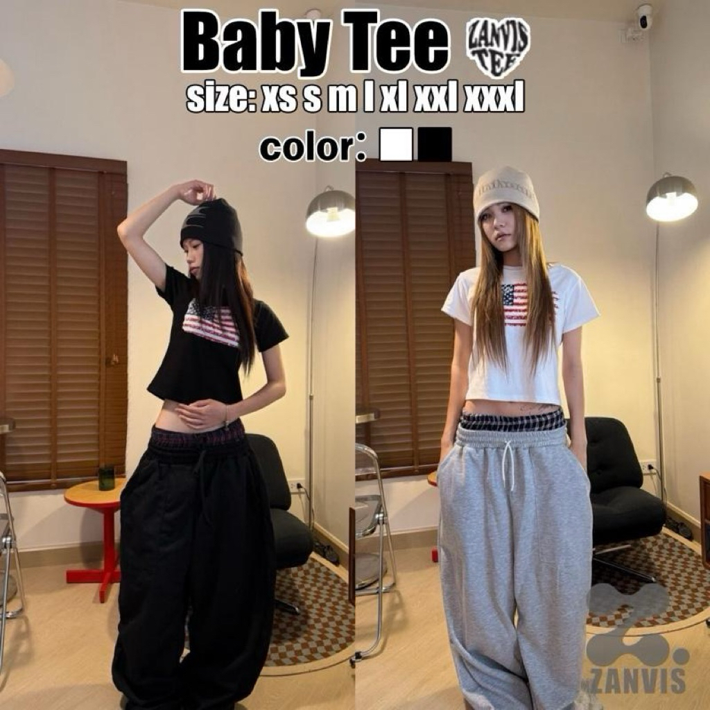 (Zanvis tee)เสื้อครอปเข้ารูป Baby tee 7 size ทรงสวย เก็บทรงดูผอม ผ้าคอตตอลยูนิผ้าเนื้อนุ่มใส่สบายยืดได้เยอะสกรีนลาย