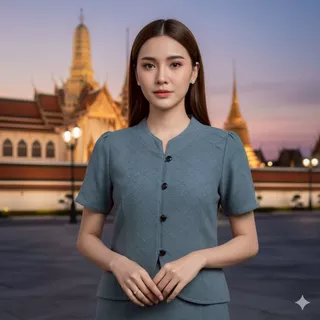 (พร้อมส่ง) เสื้อโทนสุภาพ เสื้อสีดำ เสื้อคอจีนผ่าหน้า กระดุมทองพิมพ์ลายไทยใส่ไว้อาลัย ใส่ทำงาน (+เพิ่ม 1 ไซส์จากอกจริง)