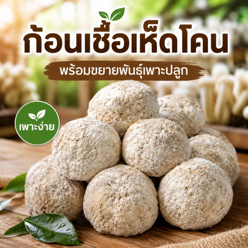 หัวเชื้อเห็ดโคนแท้(2ก้อน)สูตรเข้มข้น ปลูกง่าย ออกดอกดี ชุดเพาะเห็ดโคนพร้อมปลูก