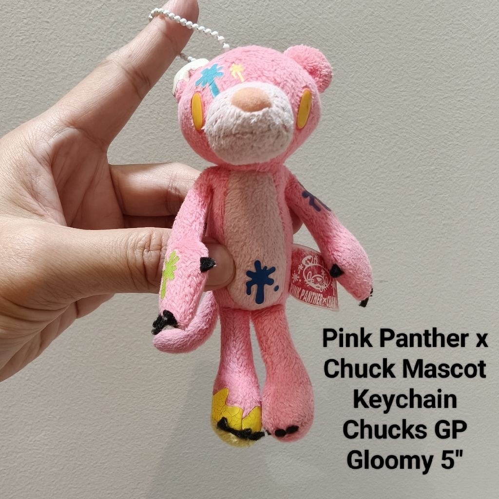พวงกุญแจ ตุ๊กตา พิงค์แพนเตอร์ โหด มือสอง มีตำหนิที่สกรีนร้าวPink Panther x Chuck Mascot Keychain Chu