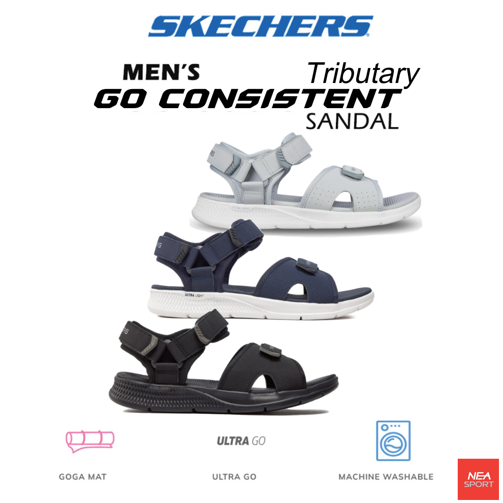 SKECHERS Men's GO Consistent Sandal - Tributary รองเท้ารัดส้นผู้ชาย นุ่มมาก สเก็ตเชอร์ แท้