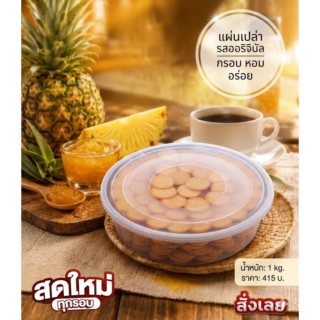 มินิแครกเกอร์รสออริจินัล  (แผ่นเปล่า) 1 kg. มินิ🍍พร้อมส่ง ผลิตใหม่สด วันต่อวัน แผ่นบางกรอบ หวาน มัน ปราศจากไขมันทรานส์