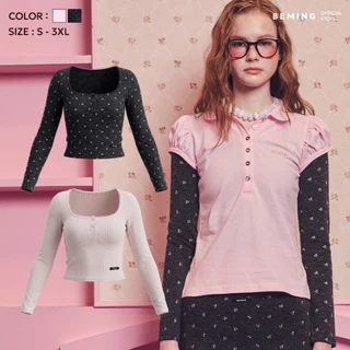 Bemingtop1182(S-3XL) - Nury Top - เสื้อแขนยาวคอเหลี่ยมแมตช์ได้หลายลุค everydaylook