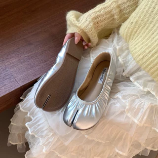 (ร้านไทย—มีพร้อมส่ง / pre-order) รองเท้าทรงกีบหมู tarte tatin flats (𝘷𝘦𝘳. 𝘳𝘶𝘤𝘩𝘦𝘥) รุ่นจับจีบ มีทั้งหมด 5 สี | justmoment
