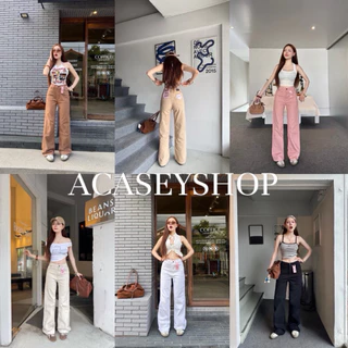 Acasey กางเกงยีนส์ขายาวผู้หญิง ขากระบอก เอวสูง ผ้ายืดนิ่ม ทรงสวยมาก ถุงซิบ XOXO & CHU 5kgCollection