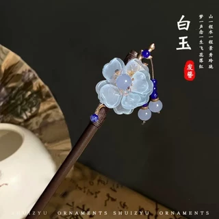 Accessories ปิ่นปักผมแบบใหม่สไตล์จีนพร้อมพู่ดอกไม้ สไตล์โบราณ ตะเกียบผม