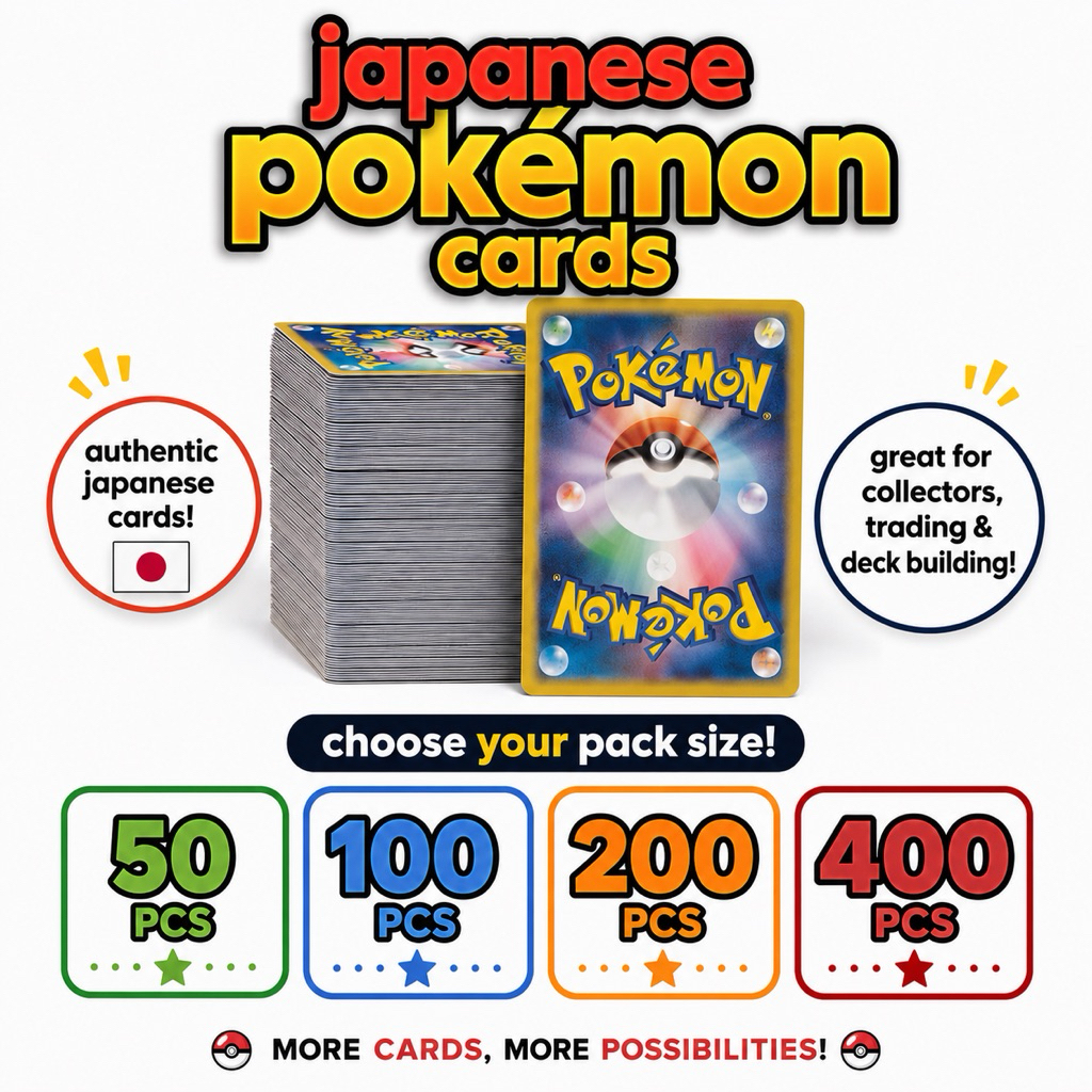 🔥 การ์ด Pokémon ญี่ปุ่นแท้ เลือกได้ 50 / 100 / 400 ใบ ✨