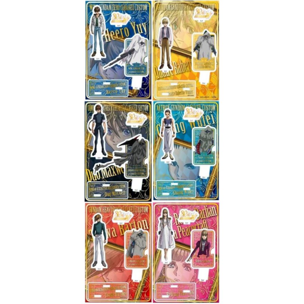 Sunstar Stationery Mobile Suit Gundam Wing 30th Anniversary Acrylic Stand Heero Yuy Duo Maxwell Trow