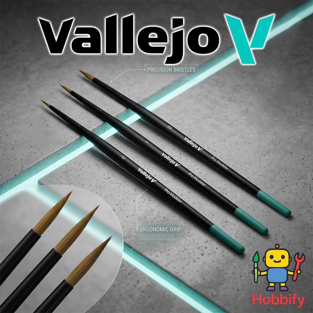 Vallejo Pro Modeler Brush พู่กันกลม ขนธรรมชาติแท้ คุณภาพสูง สำหรับงานโมเดลและศิลปะ