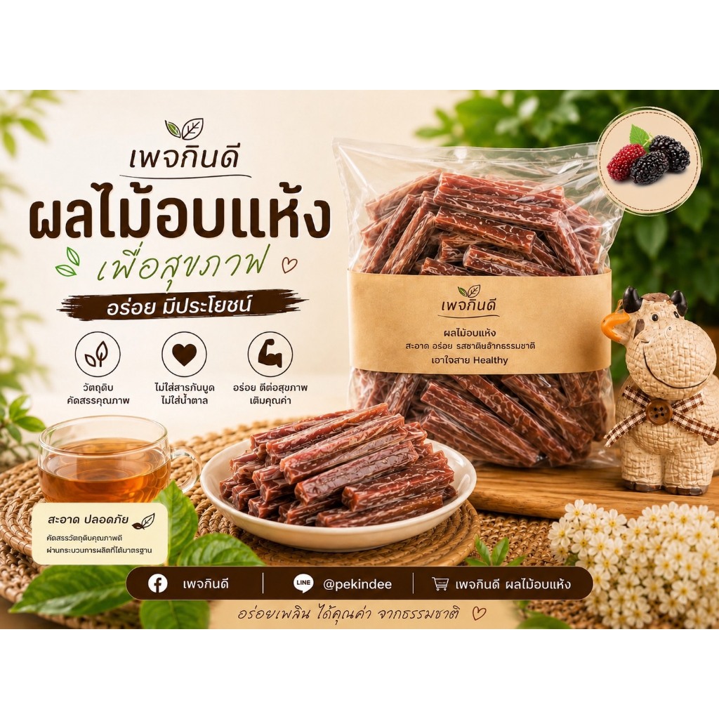 ลูกหม่อน คิวบิก (Mulberry) ขนาด300กรัม #ไม่มีน้ำตาล หอมอร่อย