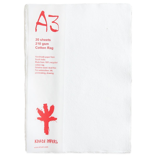 ** ซื้อ 1 แถม 1 ** Khadi white 210gsm 30x42cm pack 20 (KA3W)