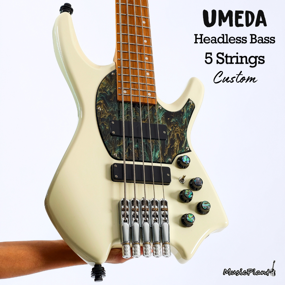 Umeda - Vintage White Custom Active Headless Bass 5 Strings (3.6 Kgs)