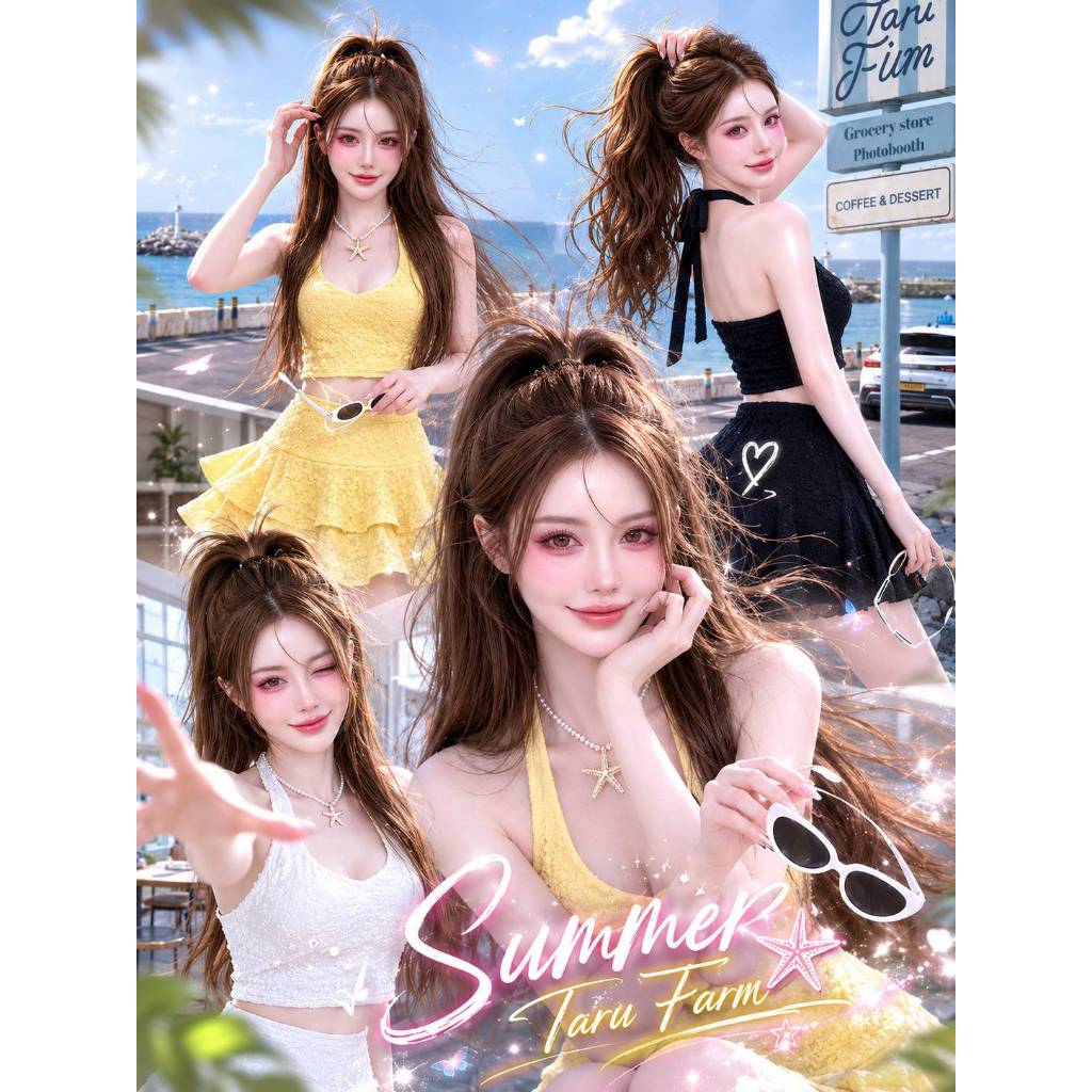 【SHEENY】 SN 4302 เซต 2ชิ้น ทรงสวย เสื้อผูกโบวคอมีซับใน+กระโปรงมีซับในเป็นกางเกง