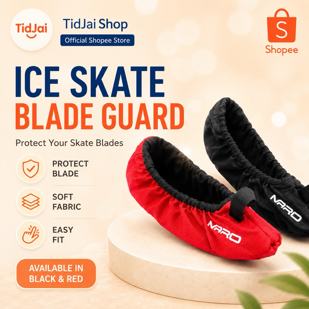 Ice Skate Blade Guard Soft Fabric Protector Hockey / Figure Skate Black Red