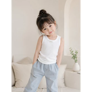 Hania kids พร้อมจัดส่ง เสื้อกล้ามแขนกุดแฟชั่นเด็กผู้หญิงสีพื้น ผ้านิ่มใส่สบาย ผ้าฝ้าย K3120037