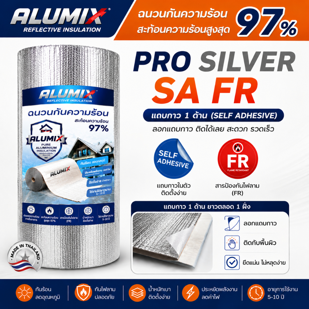 Alumix BRONZE SA (แถบกาว 1 ด้าน ) (SL40 SA) ฉนวนกันความร้อน สะท้อนความร้อน 97% 1.20x10/20m ส่งฟรี