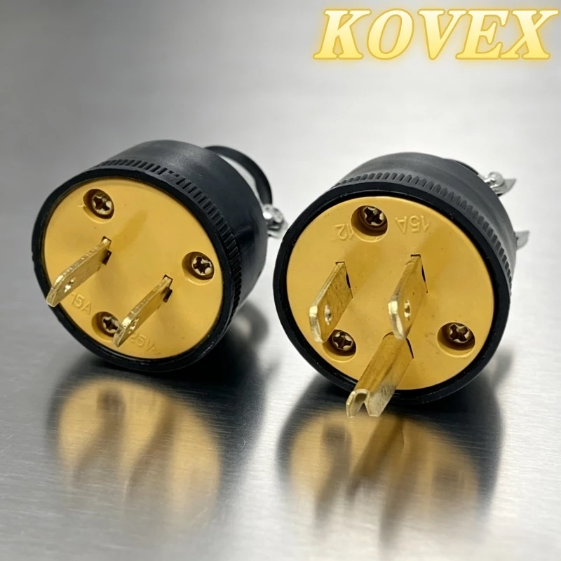 KOVEX ปลั๊กไฟ ปลั๊กยาง ปลั๊กเสียบ ตัวผู้ พร้อมแคล้มรัด ทองเหลืองแท้ มีแบบ 2 ขา และ 3 ขา