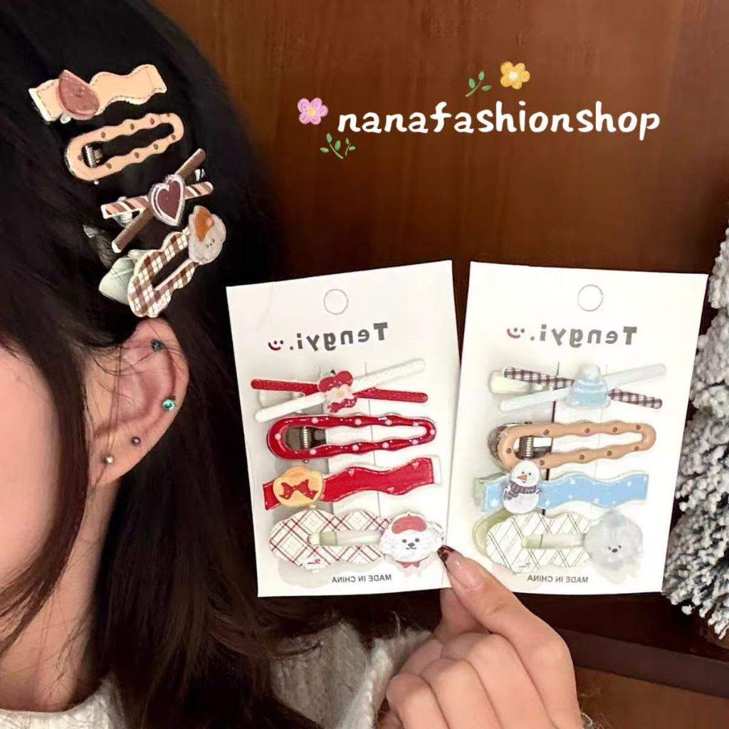 nana*Z322*กิ๊บหนีบผม เซ็ต4ชิ้น ใช่ได้ทั้งเด็กและผู้ใหญ่ งานสไตล์เกาหลี พร้อมส่งที่ไทย