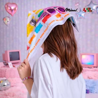 Mimi x Jolly Bears Scarf ผ้าพันคอทรงสี่เหลี่ยม