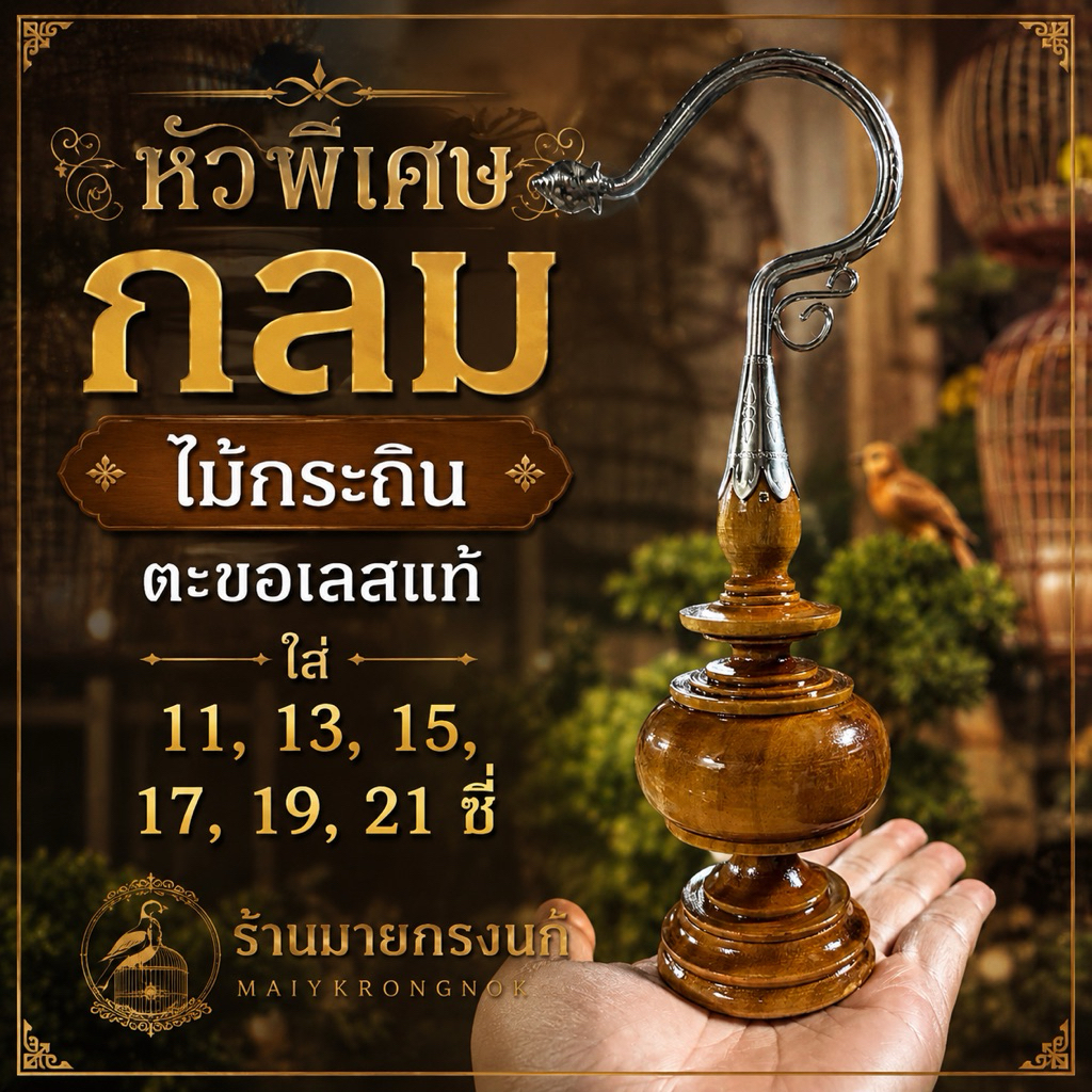 หัวพิเศษ>กลม< ไม้กระถิน ตะขอเลสเเท้