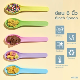 eevee | ช้อน 6นิ้ว แพค30/60ชิ้น 6inch Spoon ช้อนขนม ช้อนพลาสติกยาว ช้อนไอศกรีม