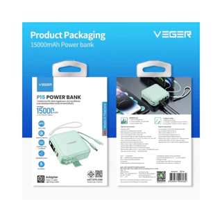 Veger แบตสำรอง รุ่น P15 Power Bank 15,000 mAh QC 3.0 พาวเวอร์แบงค์ P1501 ชาร์จไว
