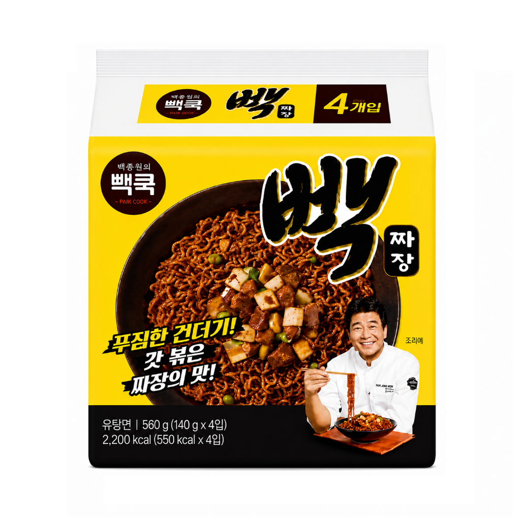[ของแท้] 빽짜장 Paik Jjajang (บะหมี่กึ่งสำเร็จรูปจาจัง) 140g*4