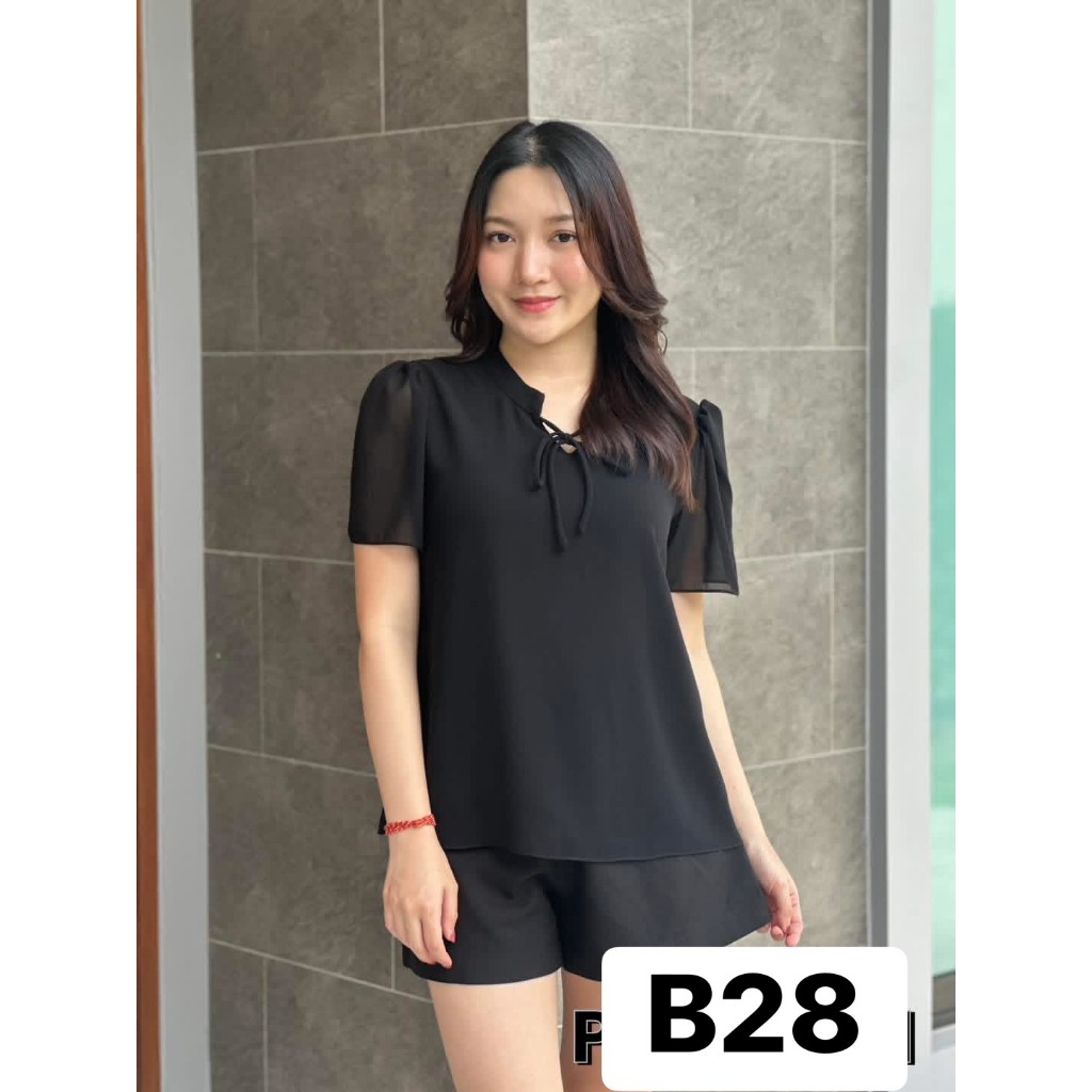 ใหม่! เสื้อชีฟอง สีดำ (รวมแบบ) ไซส์38-44