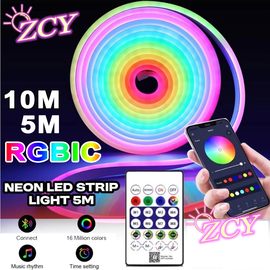 Neon RGBIC ไฟเส้นหลายสีพร้อมกัน 🌈 210 โหมดไฟสุดว้าว! ควบคุมผ่านรีโมท/แอปมือถือ USB เปลี่ยนสีได้หลากหลาย