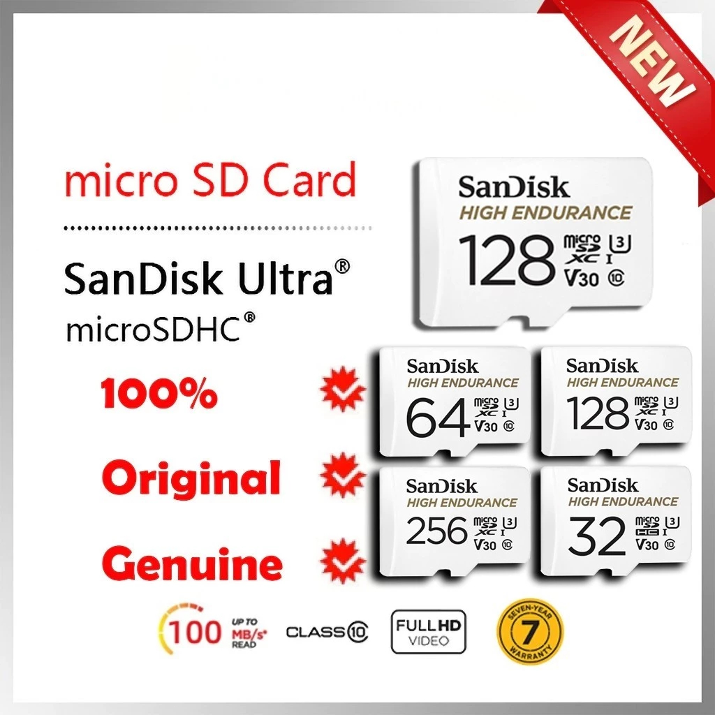 เมมโมรี่การ์ด SanDisk High Endurance ของแท้ 100% ประกัน 5 ปี ทนทานสูง สำหรับกล้องวงจรปิด กล้องติดรถยนต์ บันทึกภาพ 24 ชั่