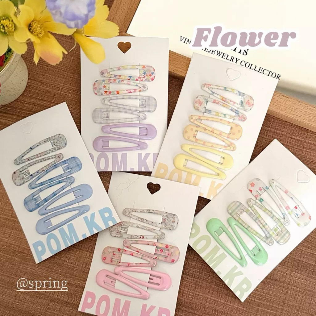 Cute 499 กิ๊บติดผม กิ๊บแป๊กหยดน้ำสีหวาน 6 ชิ้น/แพ็ค