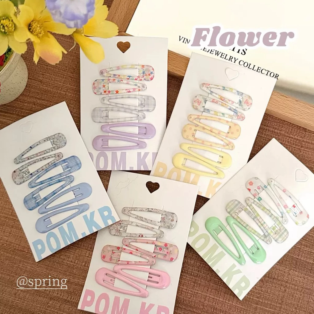 Cute 499 กิ๊บติดผม กิ๊บแป๊กหยดน้ำสีหวาน 6 ชิ้น/แพ็ค